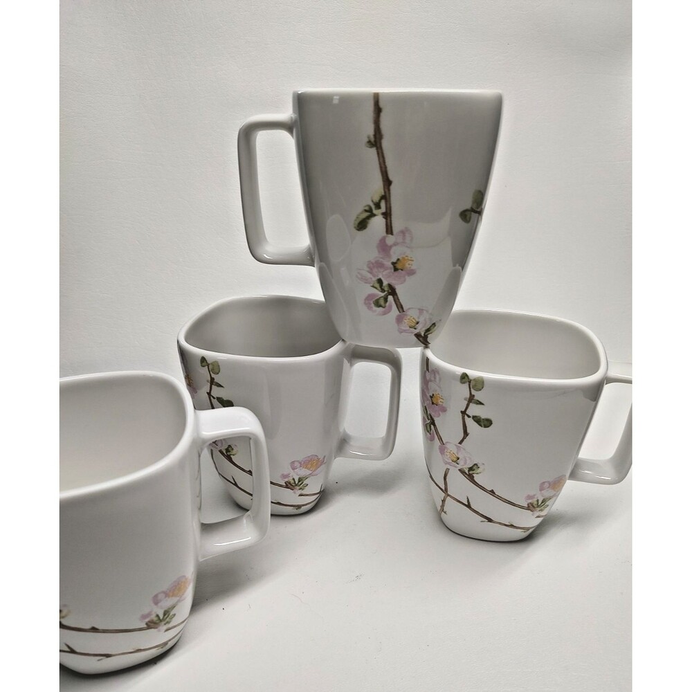 Set of 4 Corelle Ultra Coffee Mug Cup Cherry Blossom 4-1/4" Tall